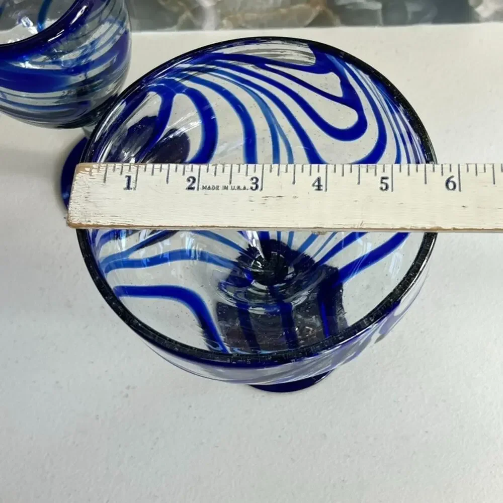 Mexican Swirl Hand Blown Margarita Glasses 7